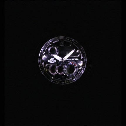 Casio Edifice Analog-Digital Herrenuhr, Edelstahl, schwarzes Zifferblatt, Quarzwerk, ERA-130D-1A, wasserdicht bis 100 m