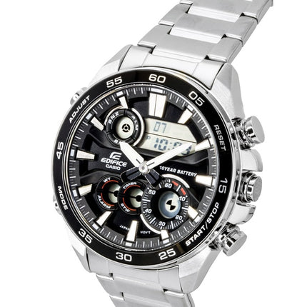 Casio Edifice Analog-Digital Herrenuhr, Edelstahl, schwarzes Zifferblatt, Quarzwerk, ERA-130D-1A, wasserdicht bis 100 m