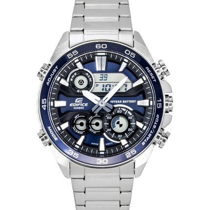 Casio Edifice Analog Digital Edelstahl Blaues Zifferblatt Quarz ERA-130D-2A 100M Herrenuhr