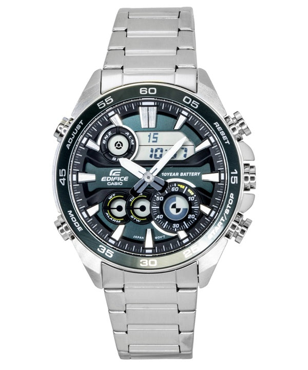 Casio Edifice Analog Digital Edelstahl Grünes Zifferblatt Quarz ERA-130D-3A 100M Herrenuhr