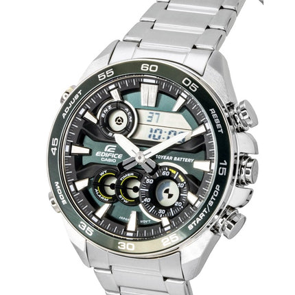 Casio Edifice Analog Digital Edelstahl Grünes Zifferblatt Quarz ERA-130D-3A 100M Herrenuhr