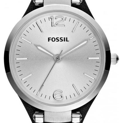 Fossil Georgien Quarz Schwarz Leder Armband ES3199 Damenuhr