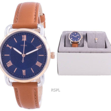 Fossil Copeland Blue Dial Quartz ES4913SET Mit Geschenkset Damenuhr