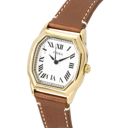 Fossil Harlow Damenuhr mit Lederarmband, beigem Zifferblatt und Quarzwerk, Modell ES5364