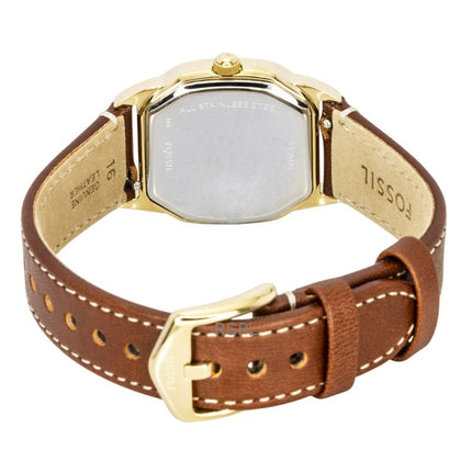 Fossil Harlow Damenuhr mit Lederarmband, beigem Zifferblatt und Quarzwerk, Modell ES5364