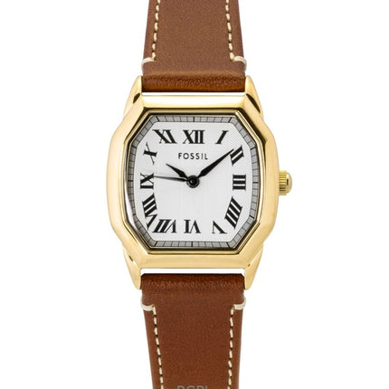 Fossil Harlow Damenuhr mit Lederarmband, beigem Zifferblatt und Quarzwerk, Modell ES5364
