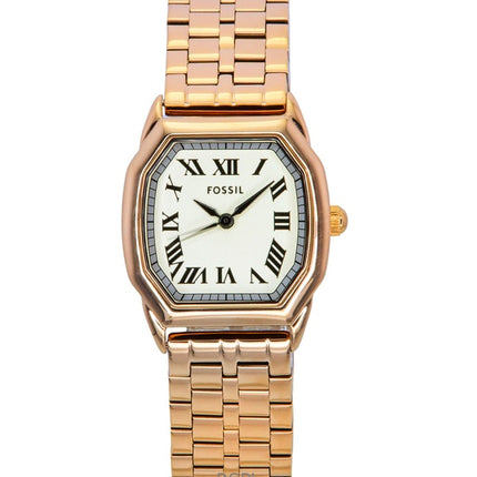 Fossil Harlow Roségoldfarbene Edelstahluhr mit cremefarbenem Zifferblatt, Quarz ES5386