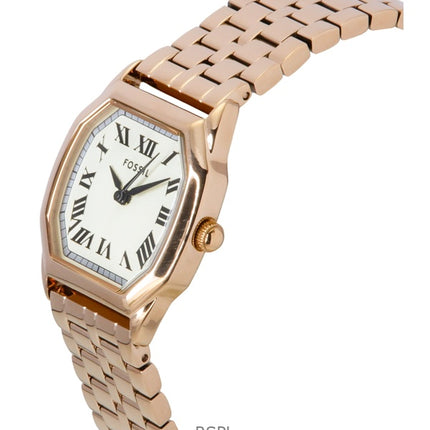 Fossil Harlow Roségoldfarbene Edelstahluhr mit cremefarbenem Zifferblatt, Quarz ES5386