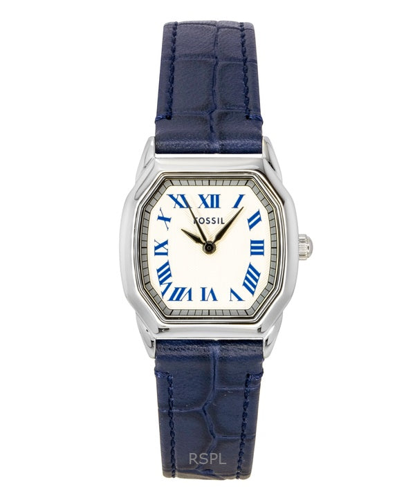 Fossil Harlow Damenuhr mit cremefarbenem Zifferblatt und Krokodilmuster, Modell ES5425