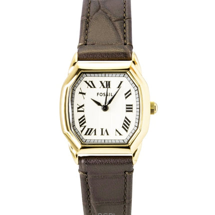 Fossil Harlow Damenuhr mit Lederarmband, cremefarbenem Zifferblatt und Quarzwerk, Modell ES5426