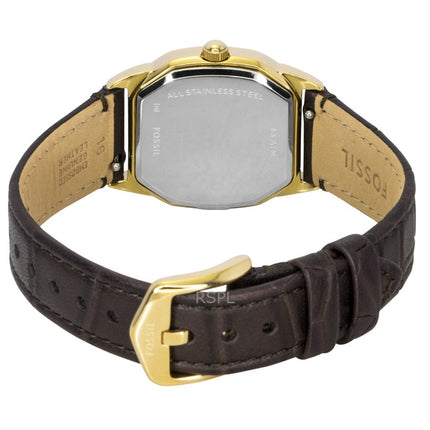 Fossil Harlow Damenuhr mit Lederarmband, cremefarbenem Zifferblatt und Quarzwerk, Modell ES5426
