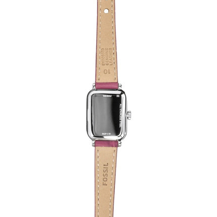 Fossil Raquel Mini Damenuhr mit rosa Lederarmband, silbernem Zifferblatt und Quarzwerk, ES5466