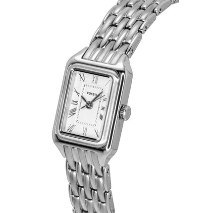 Fossil Raquel Mini Damenuhr aus Edelstahl mit weißem Zifferblatt und Quarzwerk ES5469
