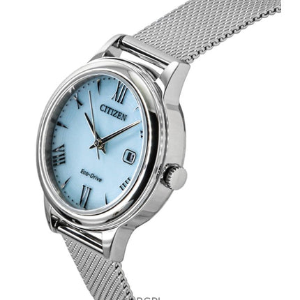 Citizen Elegance Edelstahl Blaues Zifferblatt Eco-Drive EW2621-75M 100M Damenuhr