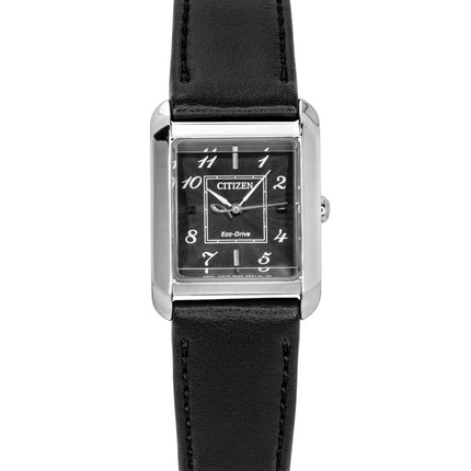 Citizen Bianca Damenuhr mit Lederarmband, schwarzem Zifferblatt und Eco-Drive-Antrieb (EW5600-01E)