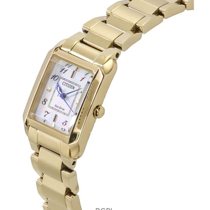 Citizen L Goldfarbene Edelstahl-Perlmutt-Zifferblatt Eco-Drive EW5602-81D Damenuhr