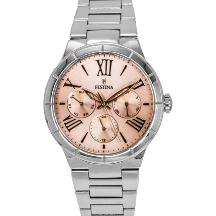 Festina Boyfriend Edelstahl Multifunktions Rosa Zifferblatt Quarz F16716-3 Damenuhr