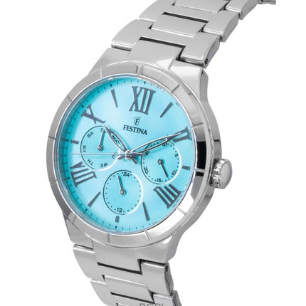 Festina Boyfriend Edelstahl Multifunktions Eisblaues Zifferblatt Quarz F16716-4 Damenuhr