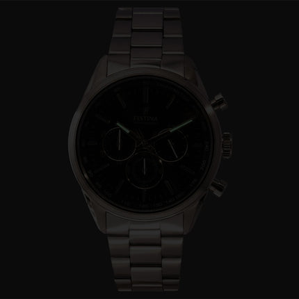 Festina Timeless Chronograph Edelstahl Schwarzes Zifferblatt Quarz F16820-4 100M Herrenuhr