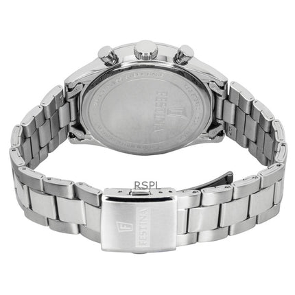 Festina Timeless Chronograph Edelstahl Weißes Zifferblatt Quarz F16820-Q Herrenuhr