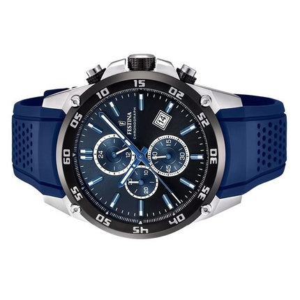 Festina The Originals Chronograph Kautschukarmband blaues Zifferblatt Quarz F20330-A 100M Herrenuhr