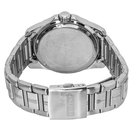 Festina Multifunktions-Quarzuhr aus Edelstahl mit schwarzem Zifferblatt F20445-3, 100 m, Herrenuhr