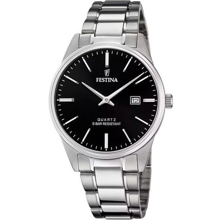 Festina Classics Edelstahl schwarzes Zifferblatt Quarz F20511-4 Herrenuhr