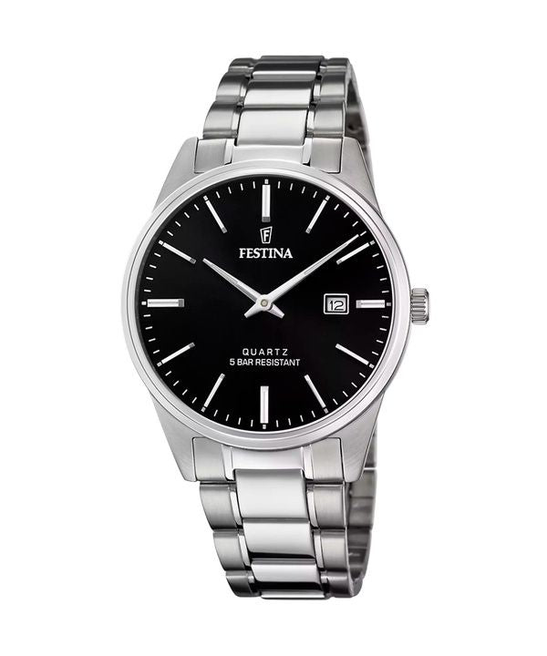 Festina Classics Edelstahl schwarzes Zifferblatt Quarz F20511-4 Herrenuhr