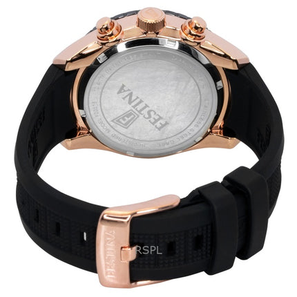 Festina Keramik Chronograph Kautschukarmband Schwarzes Zifferblatt Quarz F20516-2 100M Herrenuhr