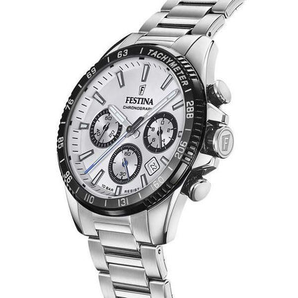 Festina Timeless Chronograph Edelstahl Silber Zifferblatt Quarz F20560-1 100M Herrenuhr