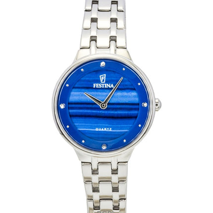 Festina Mademoiselle Damenuhr aus Edelstahl mit blauem Zifferblatt und Quarzwerk F20600-A