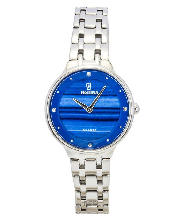 Festina Mademoiselle Damenuhr aus Edelstahl mit blauem Zifferblatt und Quarzwerk F20600-A