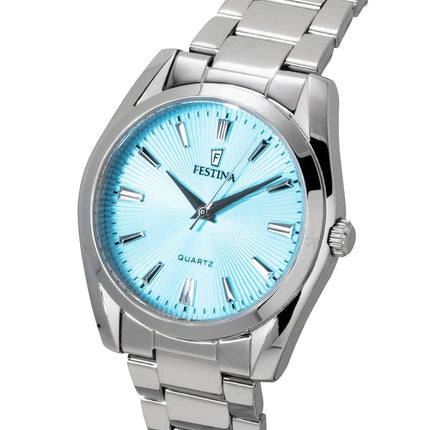 Festina Boyfriend Damenuhr aus Edelstahl mit türkisfarbenem Zifferblatt und Quarzwerk, Modell F20622-P