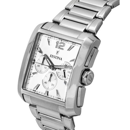 Festina Chronograph Edelstahl Silber Zifferblatt Quarz F20635-1 Herrenuhr