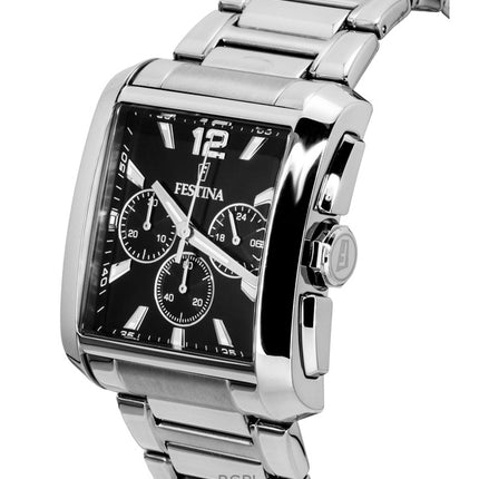Festina Chronograph Edelstahl Schwarzes Zifferblatt Quarz F20635-4 Herrenuhr