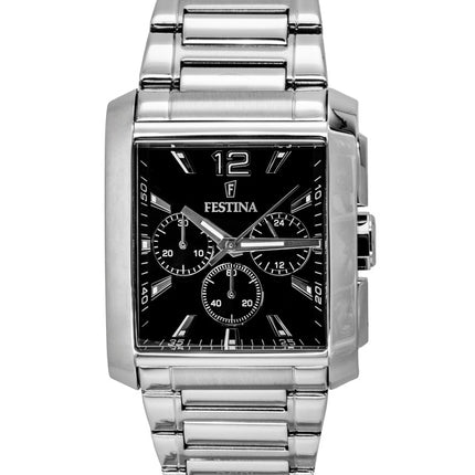 Festina Chronograph Edelstahl Schwarzes Zifferblatt Quarz F20635-4 Herrenuhr