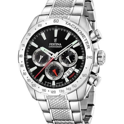 Festina Chrono Sport Edelstahl schwarzes Zifferblatt Quarz F20668-4 100M Herrenuhr