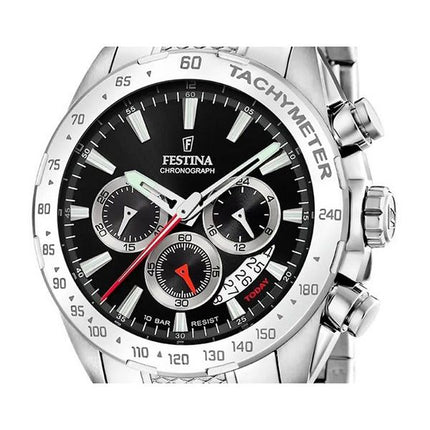 Festina Chrono Sport Edelstahl schwarzes Zifferblatt Quarz F20668-4 100M Herrenuhr