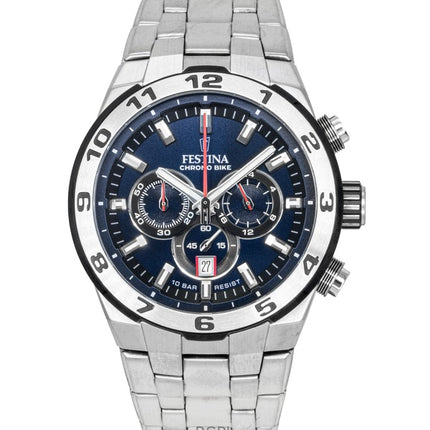 Festina Chrono Bike Chronograph Edelstahl Blaues Zifferblatt Quarz F20670-1 100M Herrenuhr