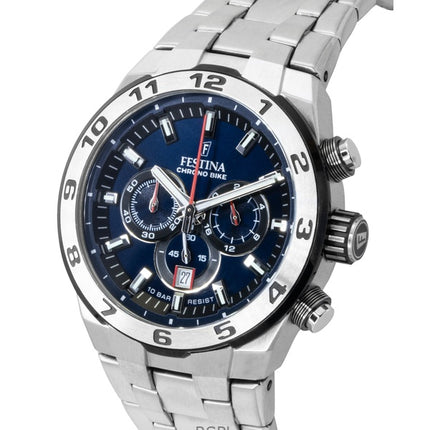 Festina Chrono Bike Chronograph Edelstahl Blaues Zifferblatt Quarz F20670-1 100M Herrenuhr