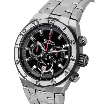 Festina Chrono Bike Chronograph Edelstahl Schwarzes Zifferblatt Quarz F20670-6 100M Herrenuhr