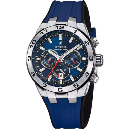 Festina Chrono Bike Kautschukarmband blaues Zifferblatt Quarz F20671-1 100M Herrenuhr