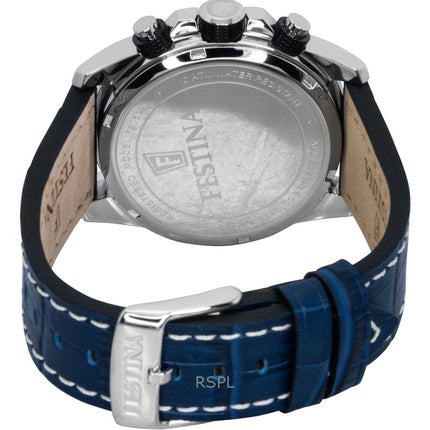 Festina Timeless Chronograph Lederarmband Blaues Zifferblatt Quarz F20692-2 100M Herrenuhr