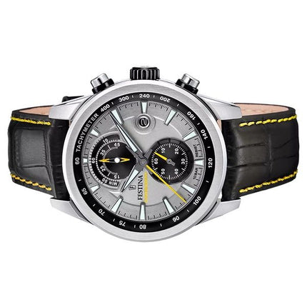 Festina Timeless Chronograph Lederarmband graues Zifferblatt Quarz F20695-4 100M Herrenuhr