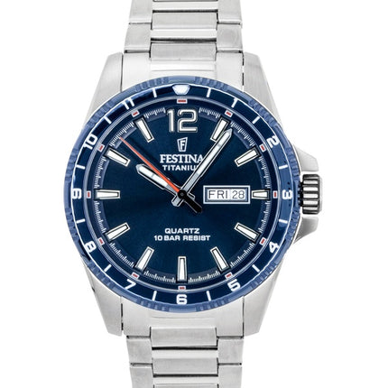 Festina Titanium Analog Blaues Zifferblatt Quarz F20698-2 100M Herrenuhr