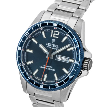 Festina Titanium Analog Blaues Zifferblatt Quarz F20698-2 100M Herrenuhr