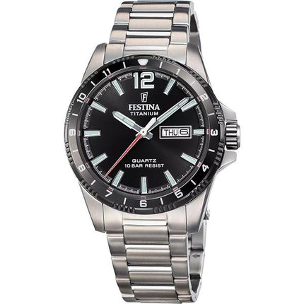 Festina Titan schwarzes Zifferblatt Quarz F20698-4 100M Herrenuhr
