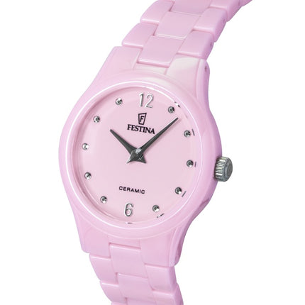 Festina Damenuhr mit Keramikzifferblatt in Rosa, Quarz, Modell F20751-2