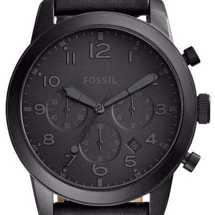Fossilen Pilot 54 Chronograph Quarz schwarz Leder Strap FS5157 Herrenuhr