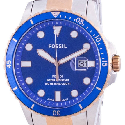 Fossil FB-01 Blaues Zifferblatt Edelstahl Quarz FS5654 100M Herrenuhr